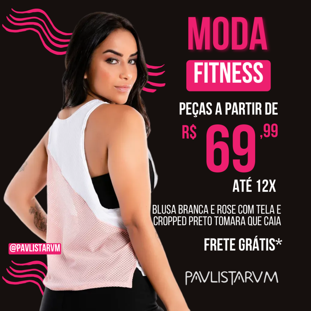 Blusa Branca e Rose Com Tela e Cropped Preto Tomara que Caia