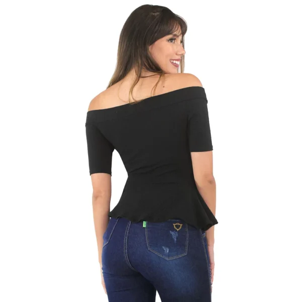 Blusa Feminina Ombro a Ombro Com Babado e Manga 34