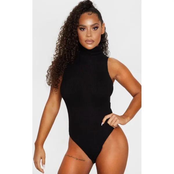 Body Feminino Canelado Gola Alta Sem Mangas