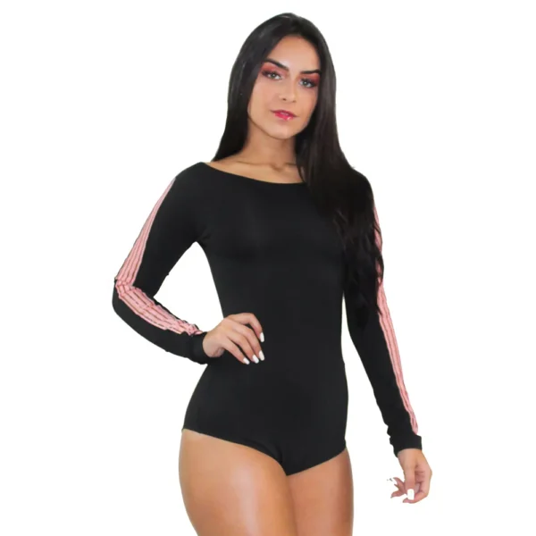 Body Feminino Manga Longa Detalhe Rosê Manga