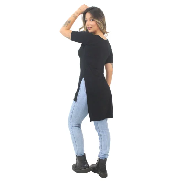 Blusa Feminina Long Line Preto