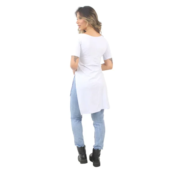 Blusa Feminina Long Line Branco