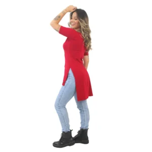 Blusa Feminina Long Line Vermelho