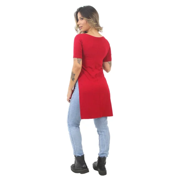 Blusa Feminina Long Line Vermelho