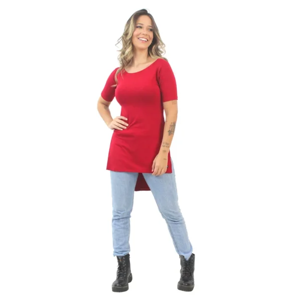 Blusa Feminina Long Line Vermelho