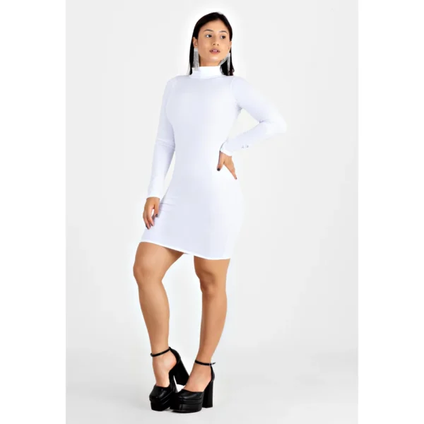 Vestido Feminino Manga Longa e Gola Alta Tubinho