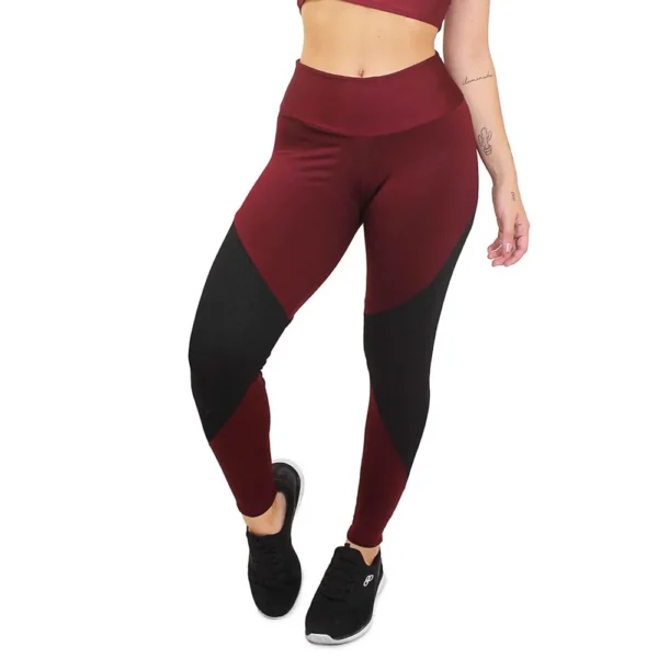 Calça Legging Marsala com Detalhe Preto