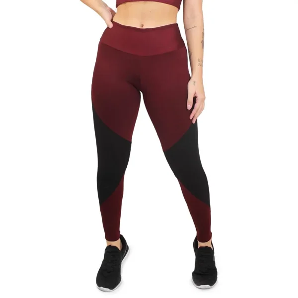 Calça Legging Marsala com Detalhe Preto