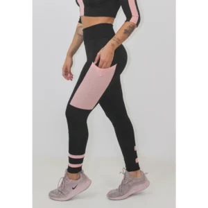 Calça Legging Fitness Feminina Preto Rosê
