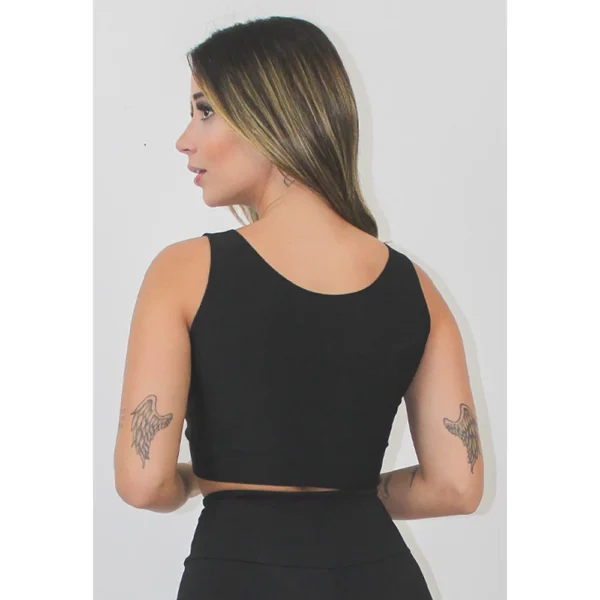 Cropped Fitness Feminino Preto Transparencia