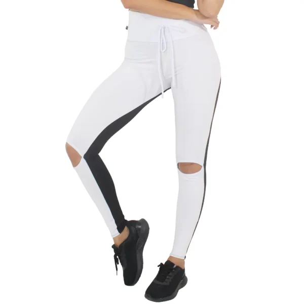 Calça Legging Rasgado Joelho Com Cadarço