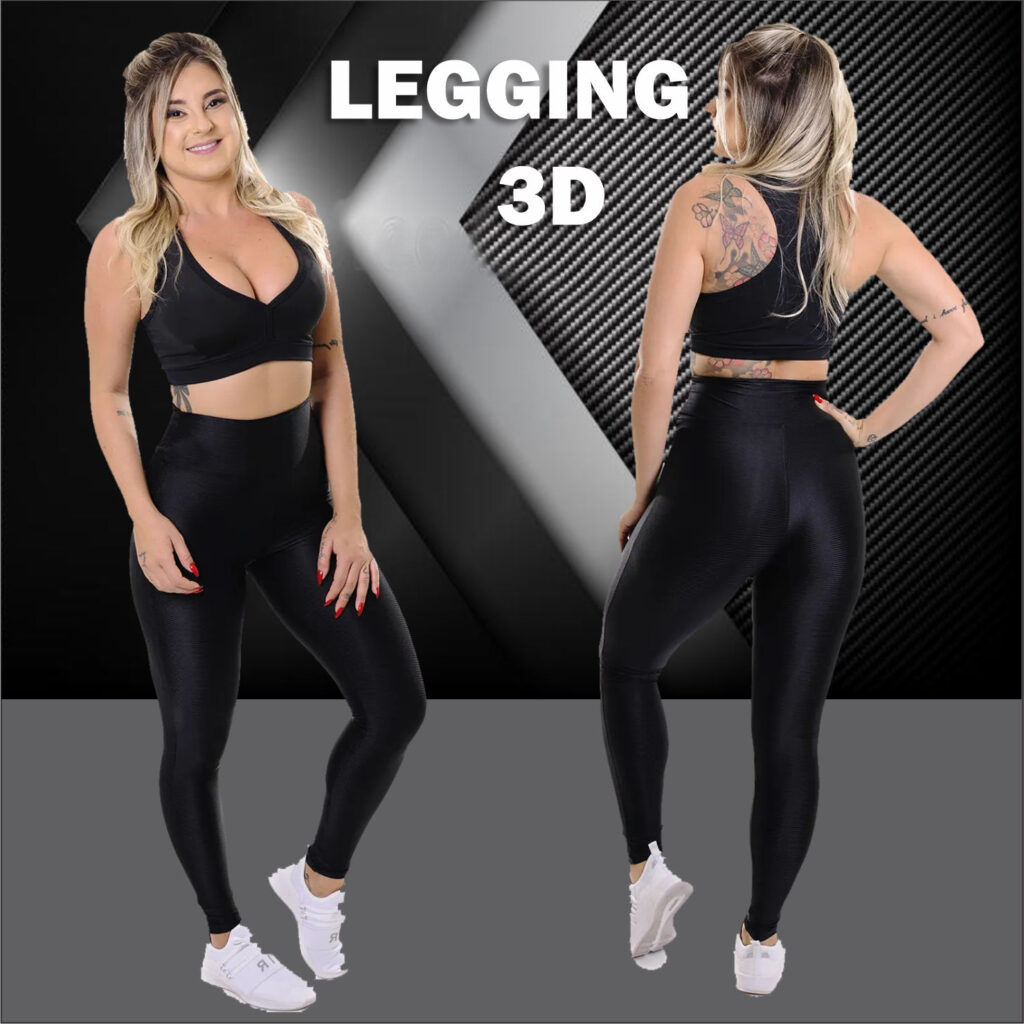 Calça Legging 3D Preta Zero Transparência