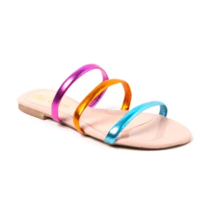 Sandália Rasteira Multicolor Verniz